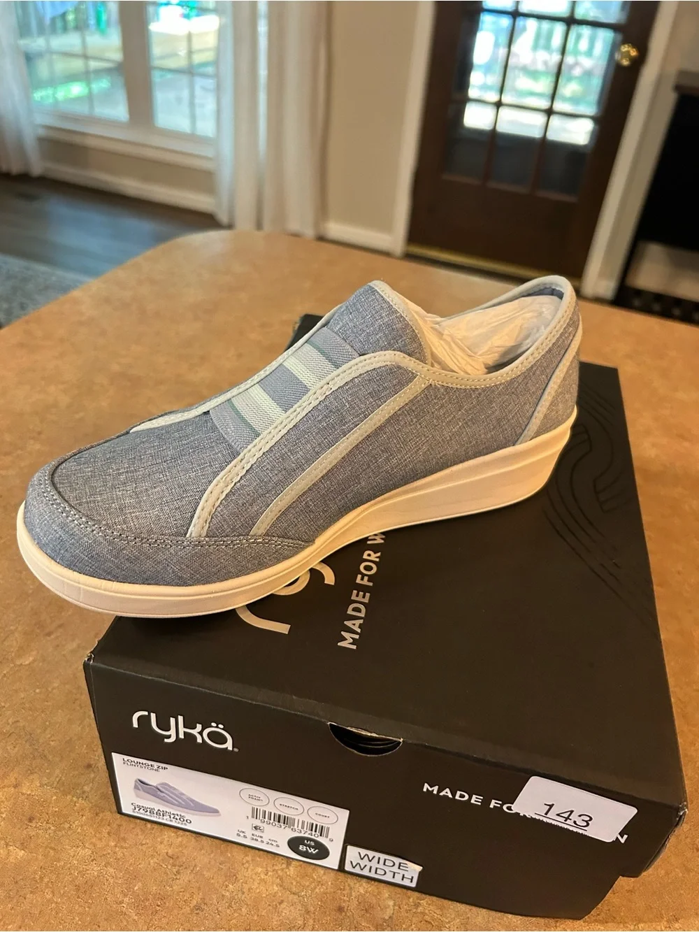 Ryka Light Blue Slip-On Athletic Shoe with White Sole